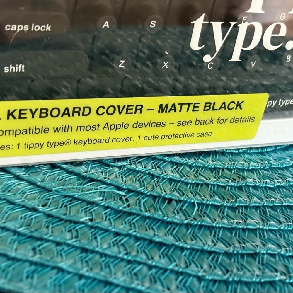 TippyType Long Nail Keyboard Cover. Matte Black . Olive green carrying case.
